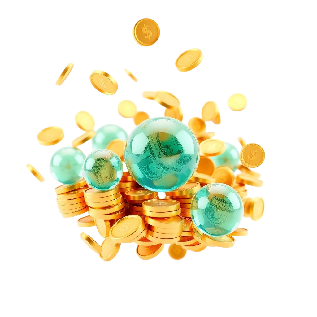 Floating gold coins and multi-currency orbs